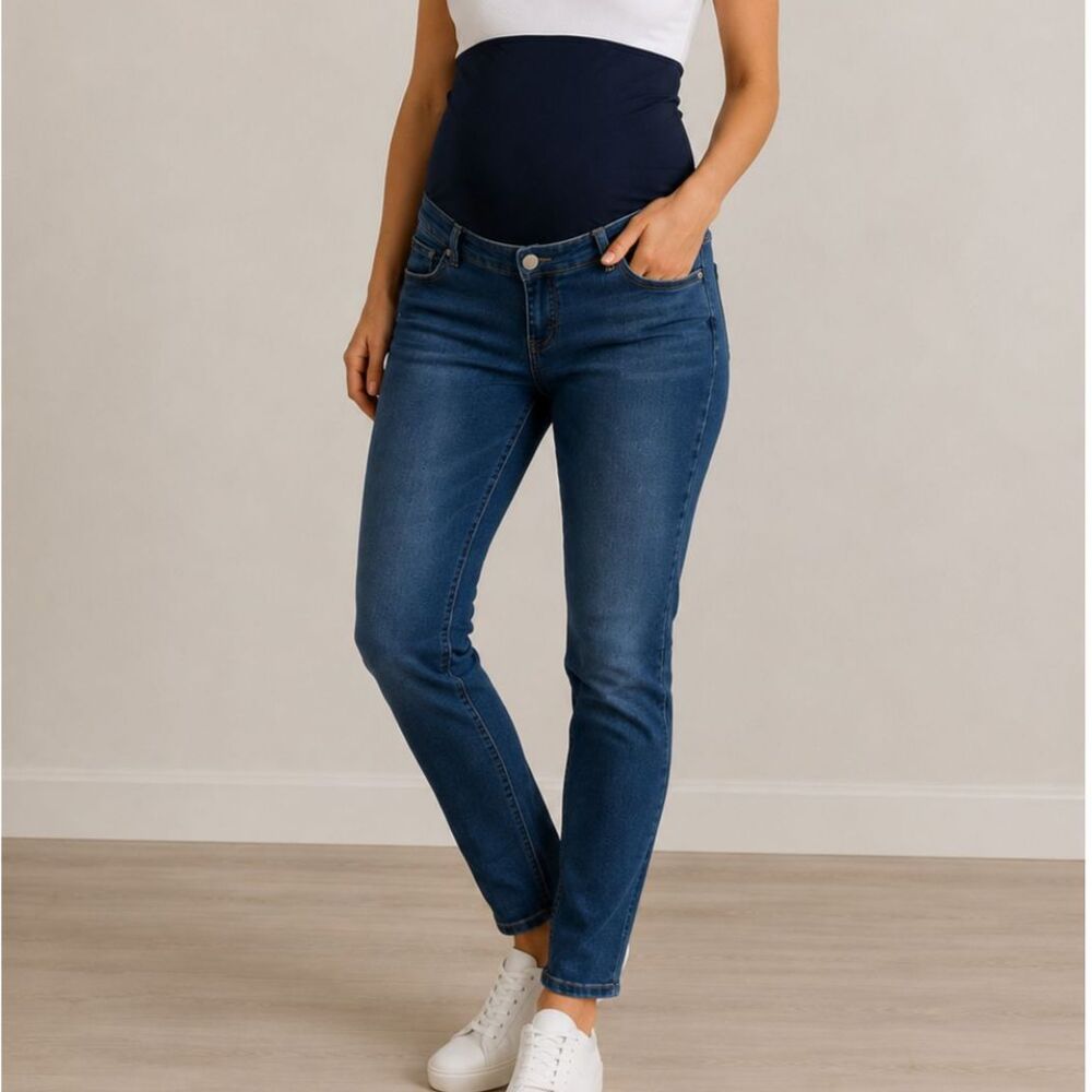 Time and Tru Maternity Skinny Jeans Medium Wash Pull On Size L 12/14